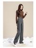 Women's High-Waisted Fleece-Lined Jeans: Thick, Light-Colored, Straight-Leg, Slimming Wide-Leg, Dark Blue for Autumn/Winter 2025.