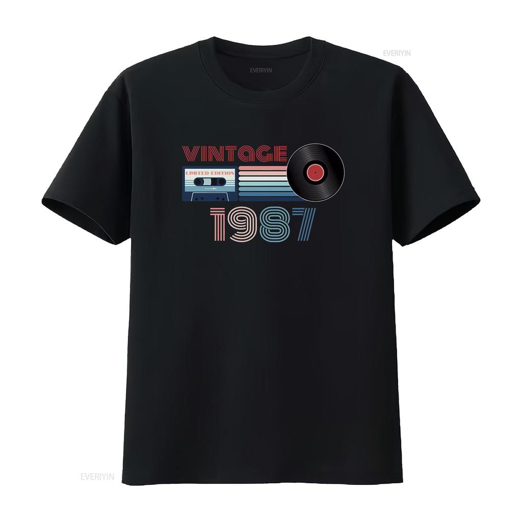 36th Birthday Mens Vintage 1987 T Shirt Present Top Vintage Washed Unisex Soft Fashion Comfortable Streetwear Homme Casual