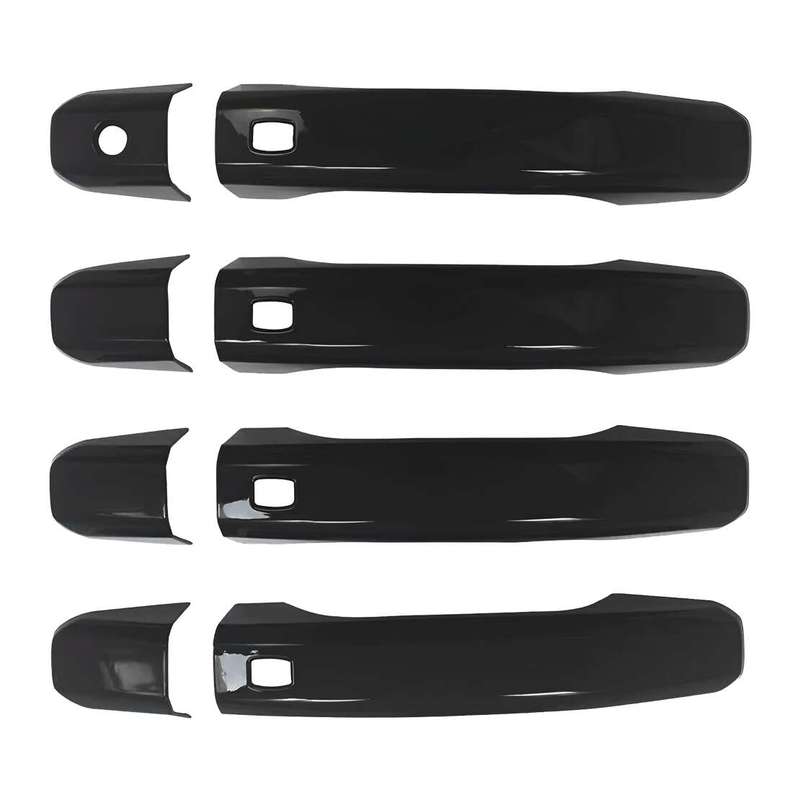 8Pcs Exterior Door Handle Covers Trims Fit For GMC Sierra Chevrolet Silverado 3500HD 2500HD 1500 Suburban Tahoe  Black ABS