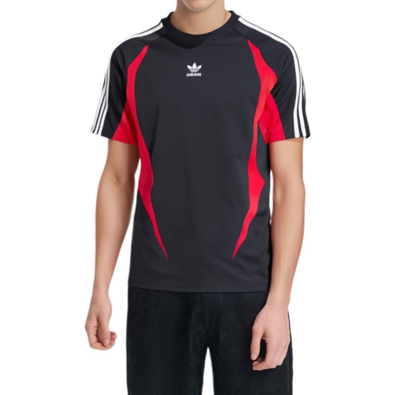 adidas T-shirt Archive Color Block Manches Courtes Raglan Homme Hauts Noir Cramoisi IX9648