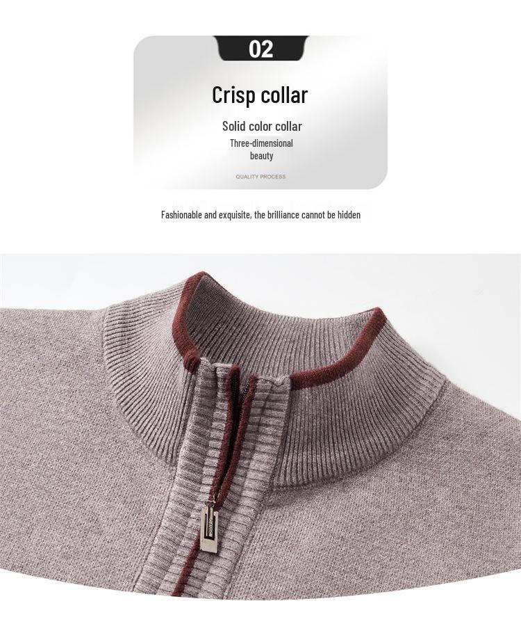 Men's Half-Zip Thick Knit Sweater – Stylish Autumn/Winter Casual Business Base Layer