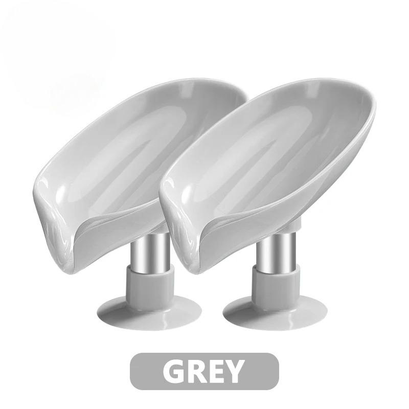 Soap Holder Drain Water Soap Dish Leaf Shape Soap Box Shower Soap Drainer Suction Cup Soap Container Modern Bathroom Accessories