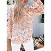 YYFS Women's Fashion Casual Spring Autumn Flower Pattern Print Long Sleeve V-Neck Blouses & Shirts