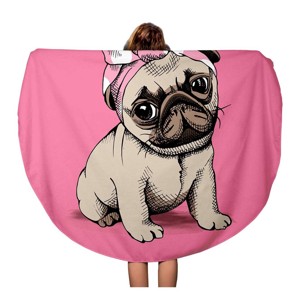 pug beach towel