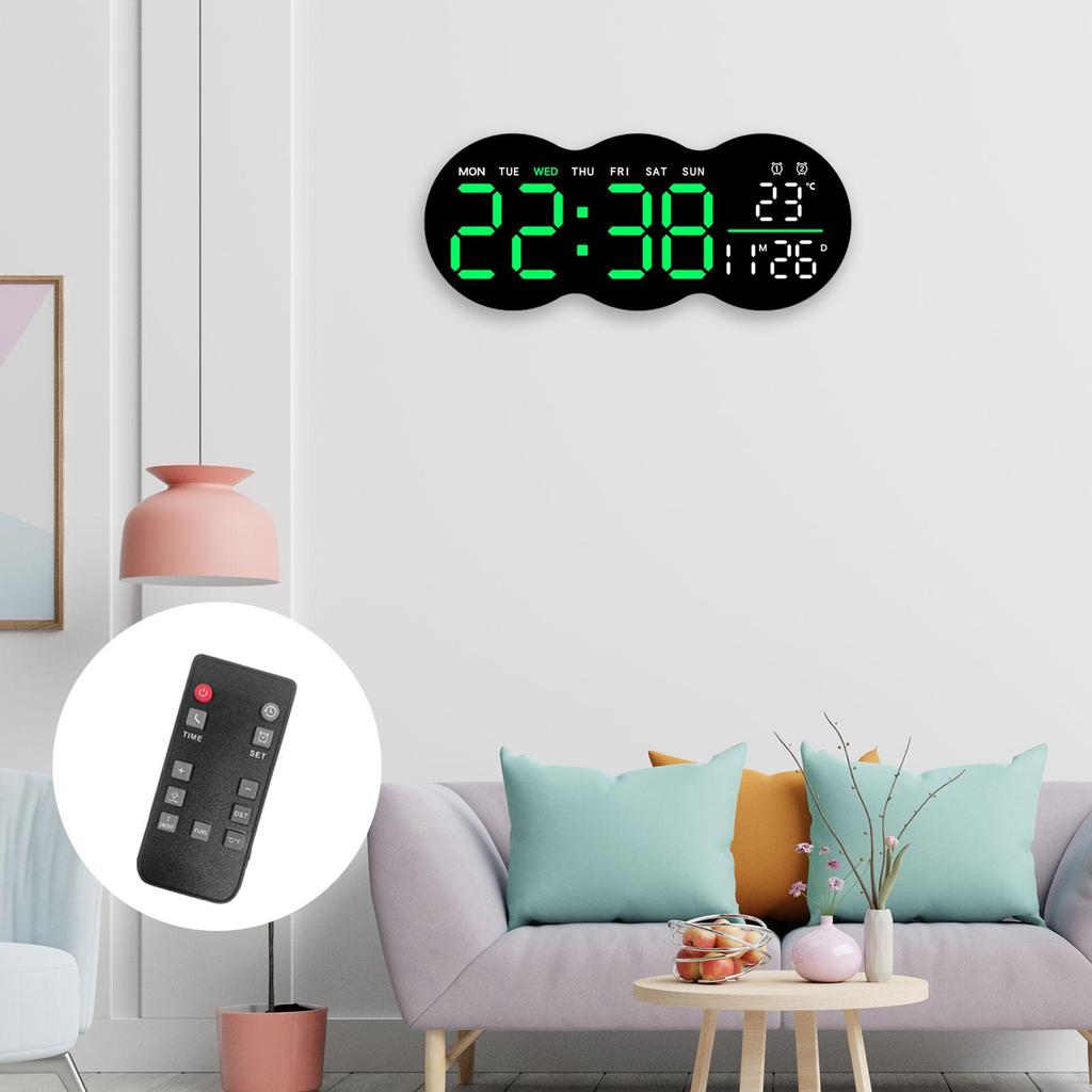 Digital Wall Clock LED Alarm Clock Hanging or Standing Multipurpose with Night