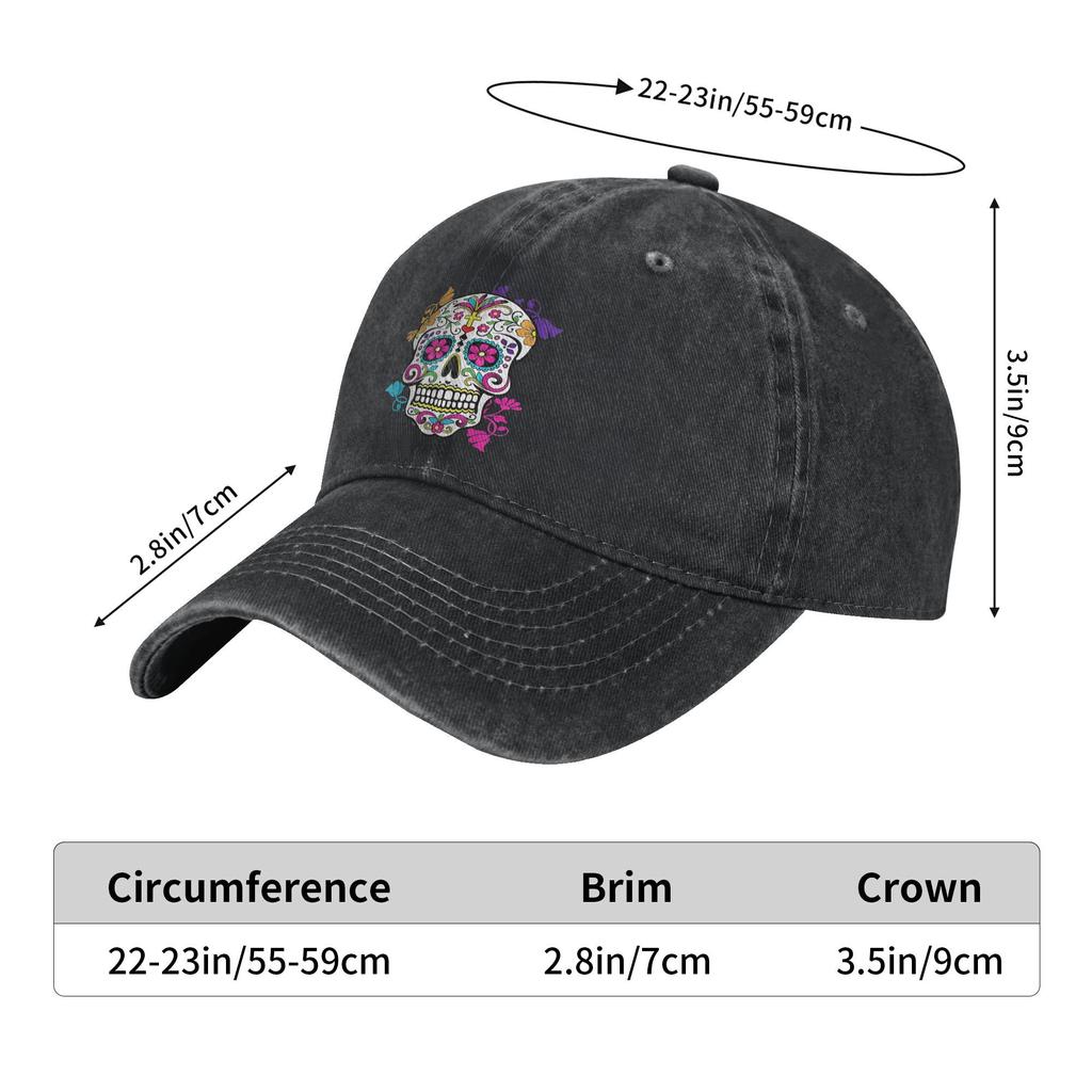 Dia De Los Muertos Sugar Skull Unisex Baseball Caps Washed Hats Cap Fashion Outdoor Activities Unstructured Soft Snapback Hat