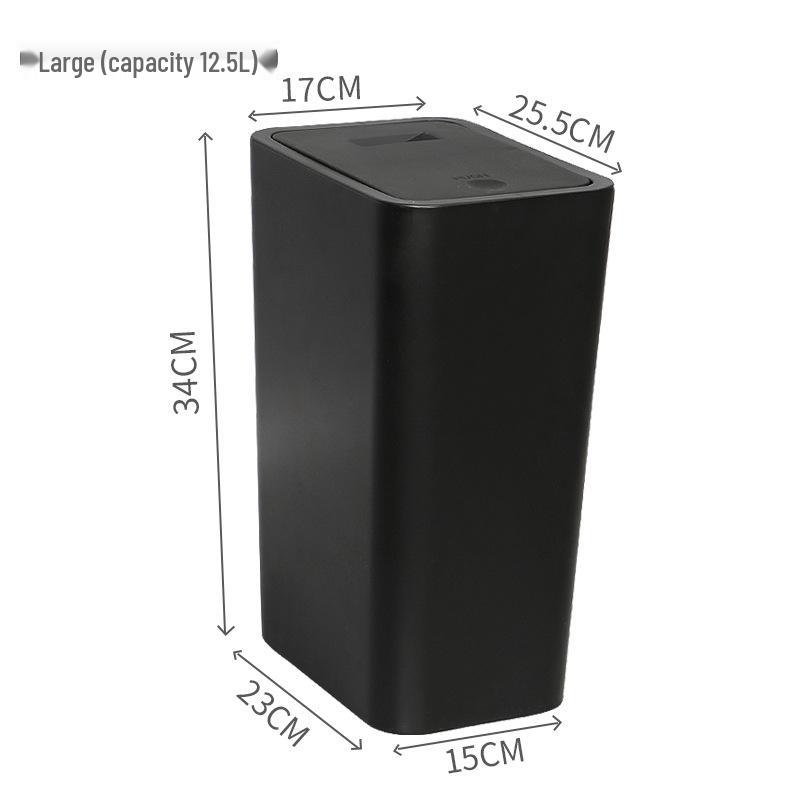 Press-Type Large Capacity Trash Can with Lid for Living Room, Kitchen, Bathroom, or Toilet - Hands-Free Operation