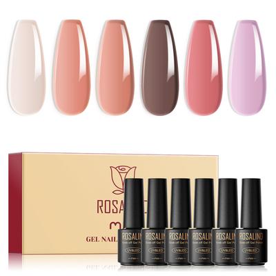 6-teiliges UV-Gel-Nagellack-Set in schwarzer Glasflasche, langlebiges Soak-Off-Gel-Polnisch mit Glitzer und Pailletten, Jelly-Nagelgel für Nailart-Design
