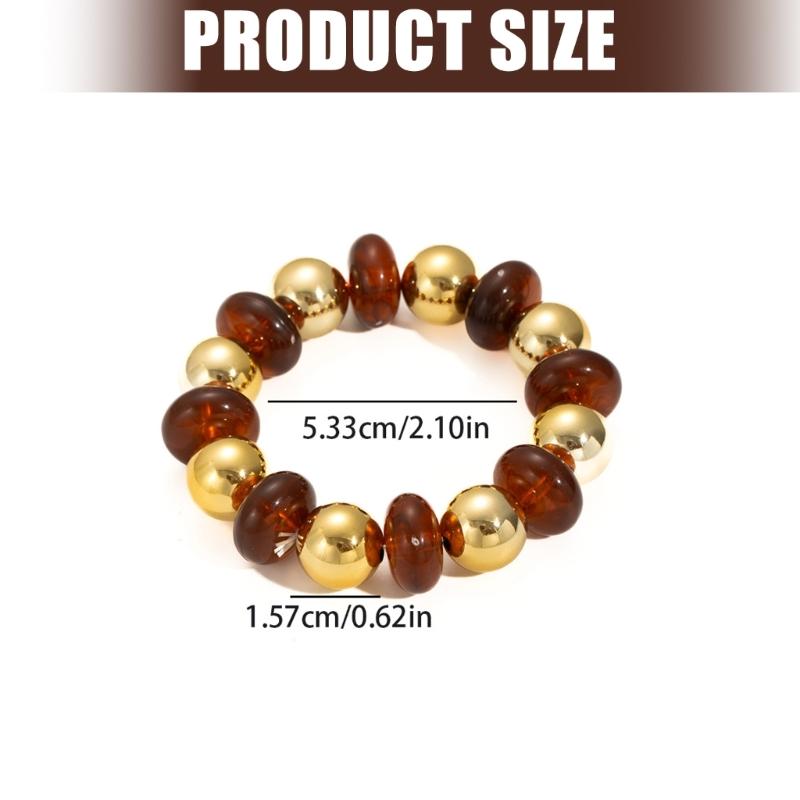 Vibrant Multicolor Acrylic Bead Bracelet Lightweight Waterproof Jewelry Wrist Chain For Everyday Wear & Party
