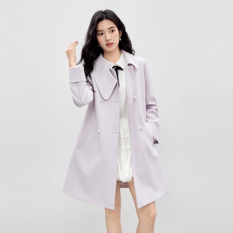 Women s Simple Lapel Double-breasted Trench Coat XL