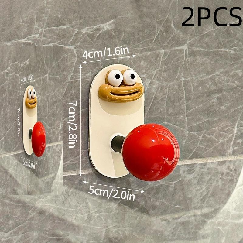 Cute Dopamine Bathroom No Punching Strong Load-bearing Adhesive Hook Home Wall Mounted Hanger Bathroom Clothes Cap Kitchen Hook