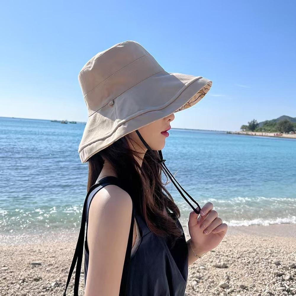 High Quality Double-Sided Printed Sun Hat UV Protection Large Brim Fisherman Hat Breathable Windproof Basin Hat for Girl