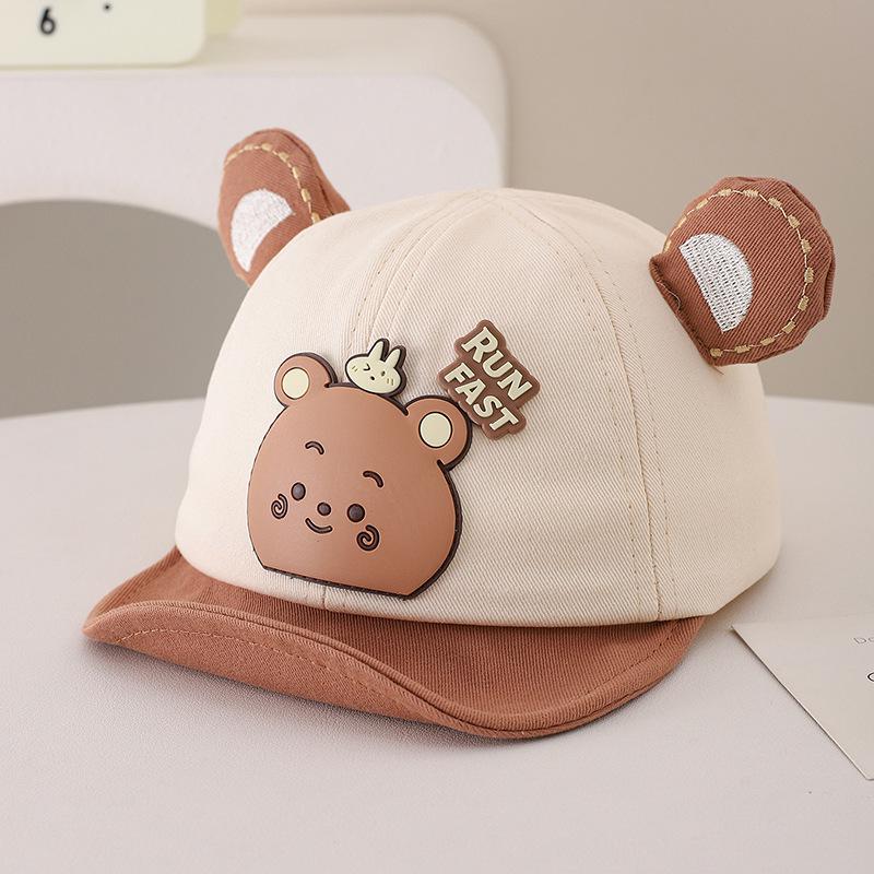 Infant Cartoon Bear Soft Brim Baseball Cap – Spring/Autumn Sun Protection for Boys & Girls
