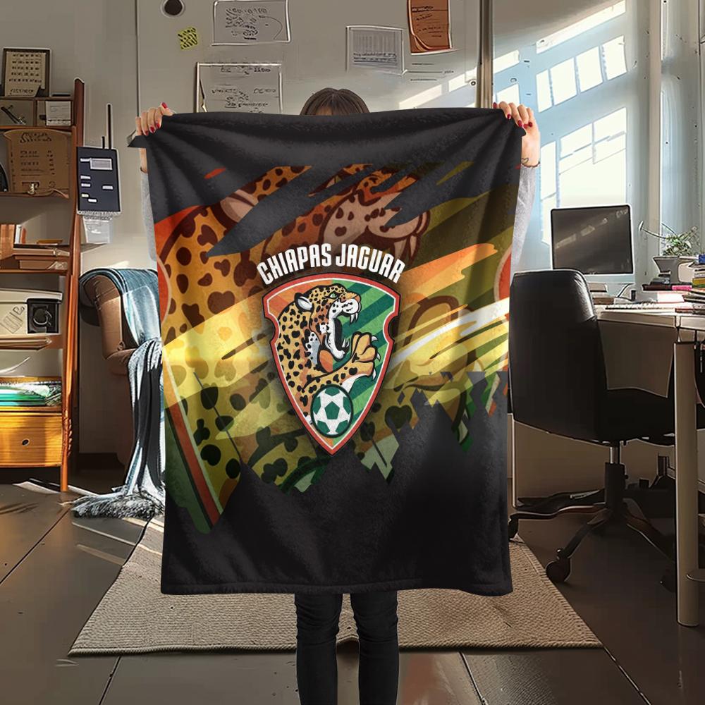 Chiapas FC pattern Flannel Blanket, High quality Comfortable for All Seasons, Home Decor, Warmth and Comfort, Perfect for Gifts.