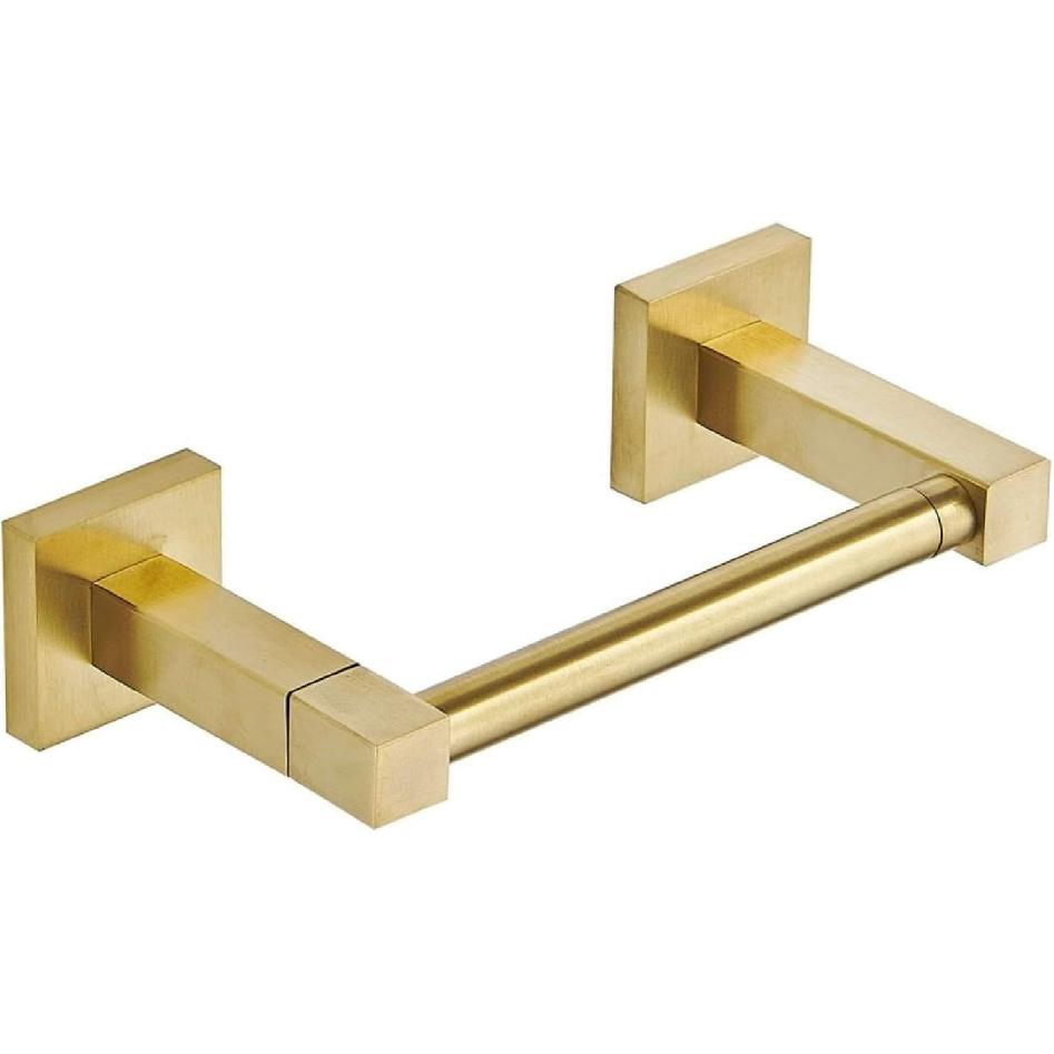 Toilet Paper Holder,Stainless Steel Double Post Pivoting Toilet Paper Holder,Adjustable Change The Rolls Tissue Holder for Bathroom,Brushed Gold