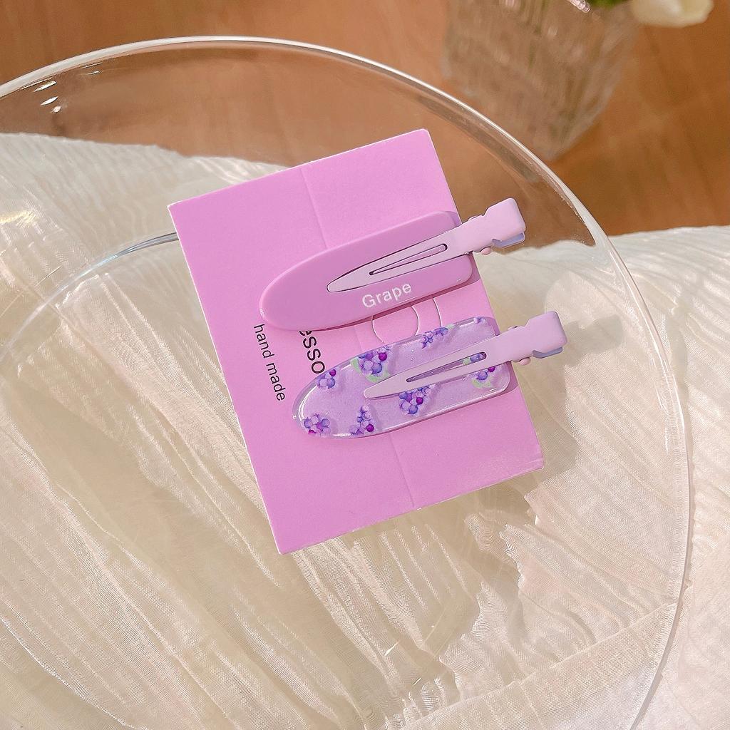 2Pcs Sweet Dopamine Crushed Hair Clip Side Duckbill Clip Summer Markless Hair Card Women's  New Clip Headgear