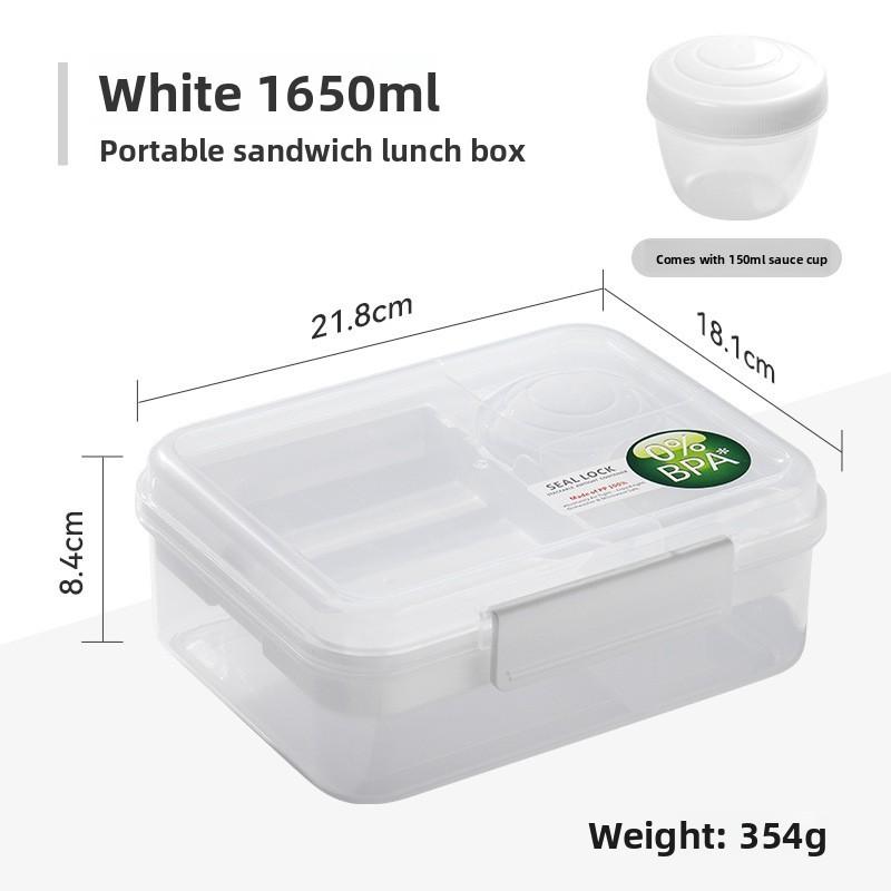 Portable Double Layer Bento Box With Dividers For Office Lunches And Picnics