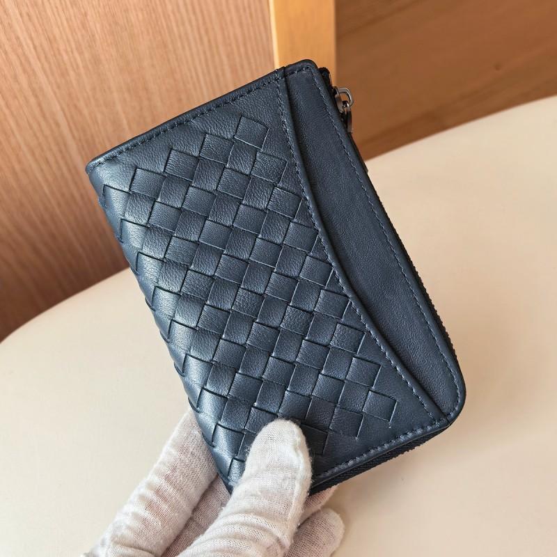 Handwoven Leather Zipper Coin Purse Key Holder Multi-Functional Card Wallet ID Case Unisex Large Capacity