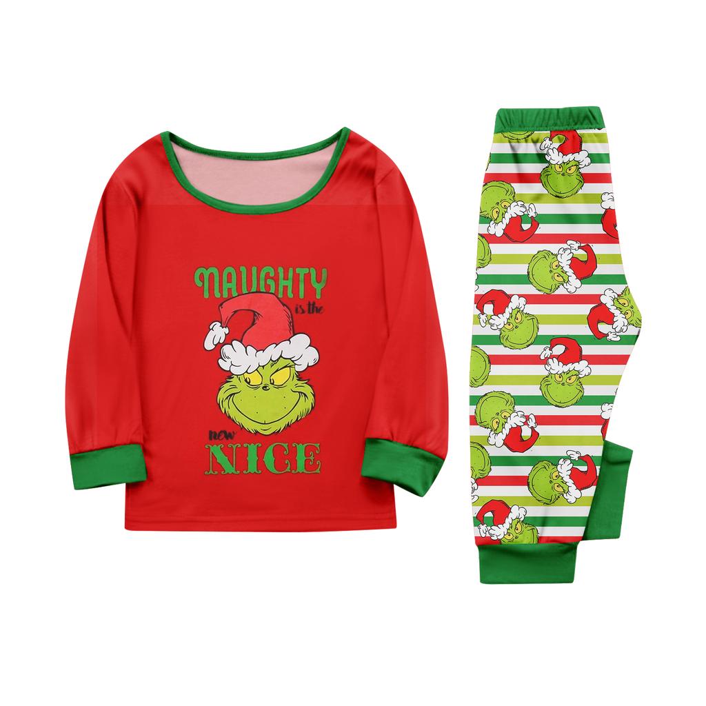 Christmas Print Cute Family Set Pajamas, Home Clothes, Family Set Long Sleeve Top Pants Set