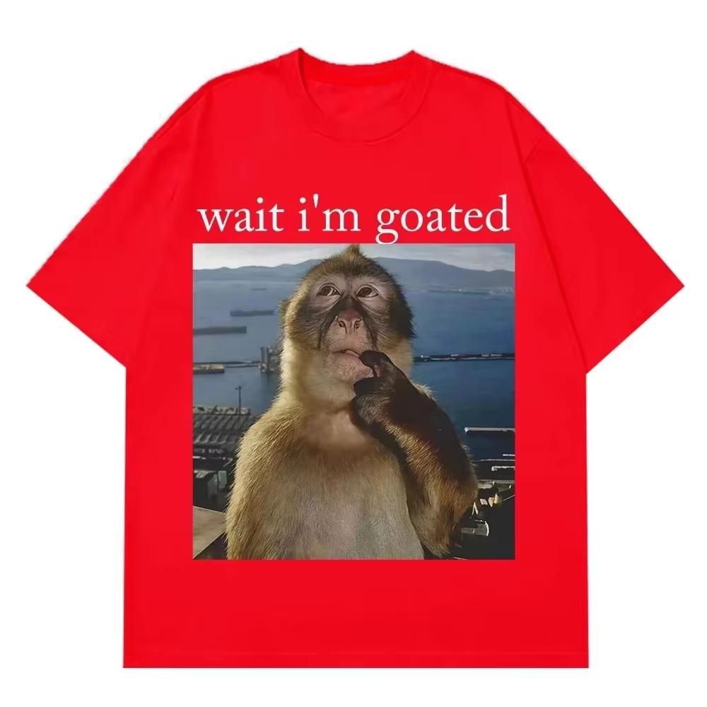 Thinking Funny Monkey Meme Graphic T Shirts Unisexs Unisexs High Street Fashion Trend Tshirt Summer Casual Loose Cotton Tshirts
