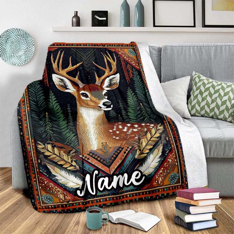 Elk Customize Your Name Blanket Warm Comfortable Soft Blanket For Chair Office Sofa Bed Sofa Office Camping Suitable For Gifting Relatives And Friends