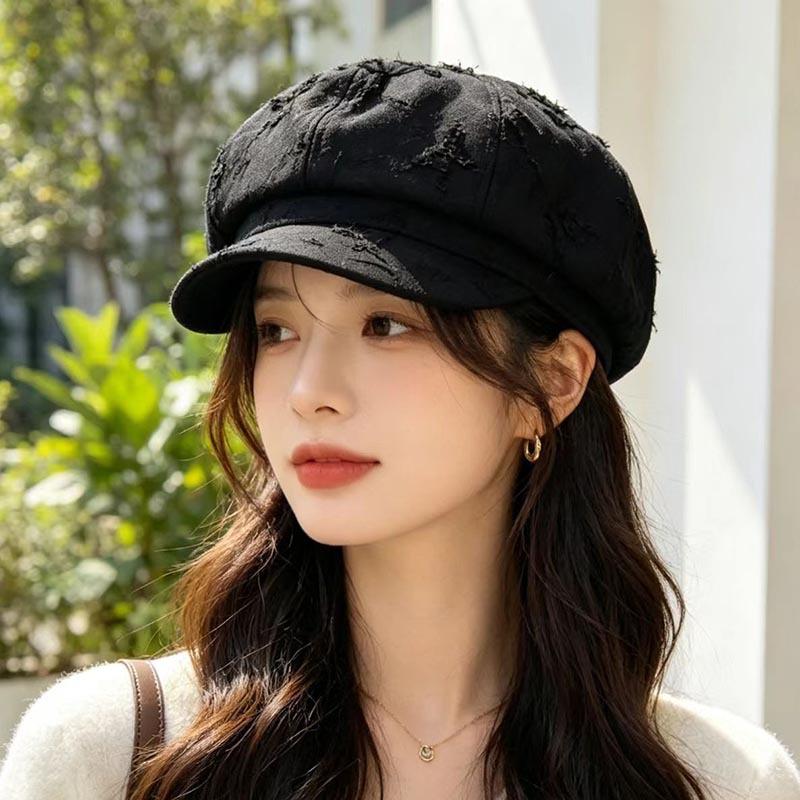 Retro hole old octagonal hat children early autumn beret versatile temperament elegant face little painter hat