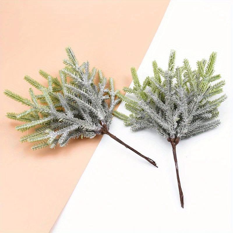 12 Pcs/2 Bundles Artificial Plants Fake Pine Vases Christmas Decorations for Home Wedding DIY Gifts Box Wreath Scrapbooking Plastic Flowers