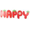 Red Happy Birthday Banner Birthday Party Decor Celebration Banners Strawberry Banners  Home Indoor