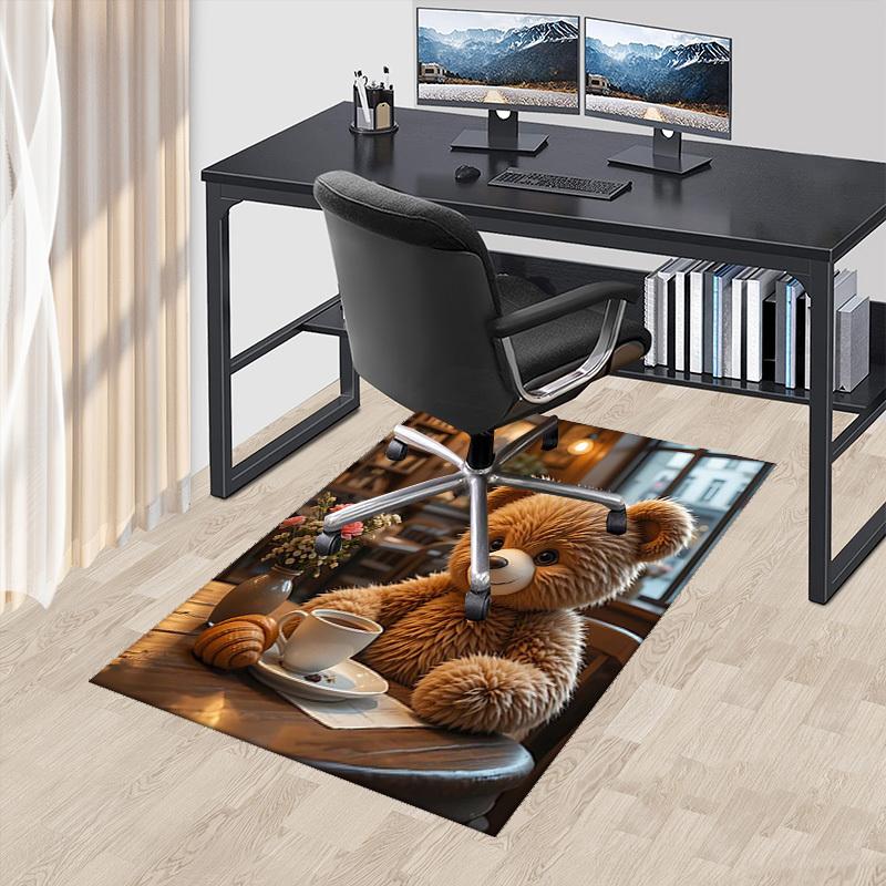 

1pc Anime Teddy Bear Chair Mat - Anti-Slip Office Rug for Desk, Home Decor, Living Room, Bedroom, Game Room & Dormitory Carpet, Seasonal Gift, Univers 60cm by 90cm
