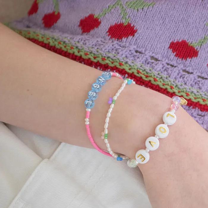 Initial Pink Pop Bracelet