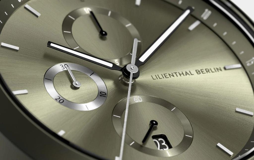 Lilianthal Berlin Khaki Chronograph Made in Men's Watch, Germany, C01-111-B023HM