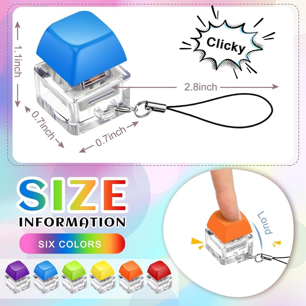 3/6Pcs Keyboard Fidgeting Plaything Keyboard Keychain Relaxation Toys Button Stress Ease Gifts For Office School