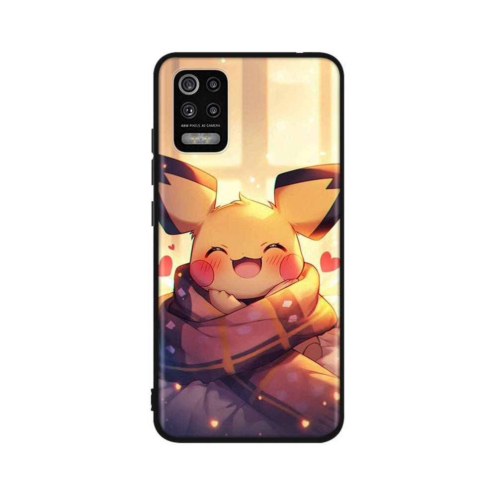 CT53 Cute Pikachu Case for OPPO Reno 8 6 5 4 Pro Find X3 A17 A31 A38 A40 A53 A54 A55 A74 A76 A78 A77 A80 A94 A95 A96 Lite Black Sofe Cover