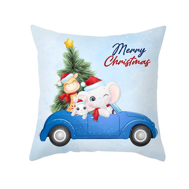 Cartoon Watercolor Christmas Pillow Cover Printed Cute Christmas Snowman Sofa Cushion Pillow Cover Home