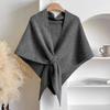 Fashion Solid Color Knitted Shawl Soft Neck Wrap Sweater Shawl Cape Thickened Winter Warm Wool Blended Shawl