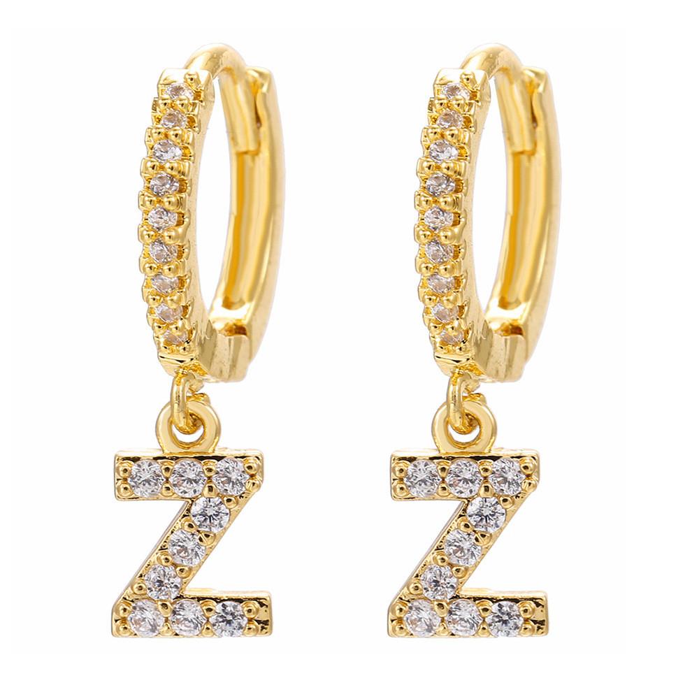 

Style Copper Letter Zircon Earrings With Microinlaid Design For Fashionable Casual Wear Style 26