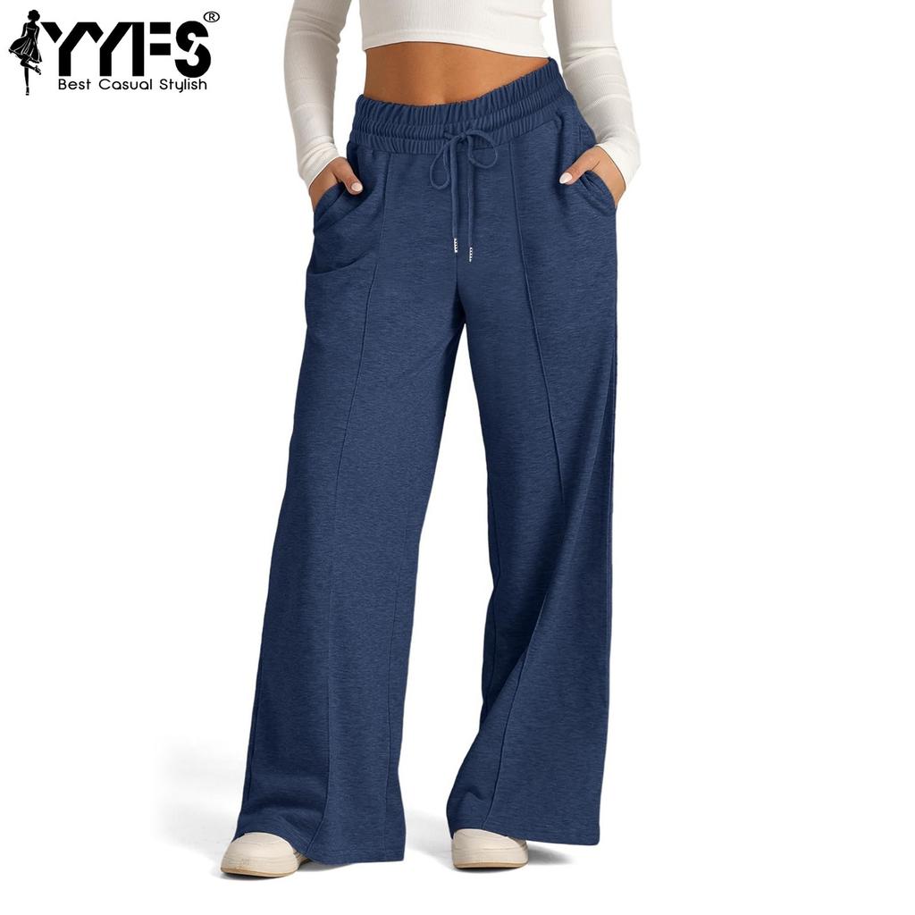 YYFS Women's Fashion Casual Solid Color Print High Waist Trousers Pants & Capris