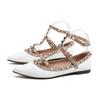 Fashion Lady's Rivets Flat Shoes 2025 New Fashion Style Pionted Toe Buckle T-Strap Shoes Height Increased Women Shoes Elegant Flats