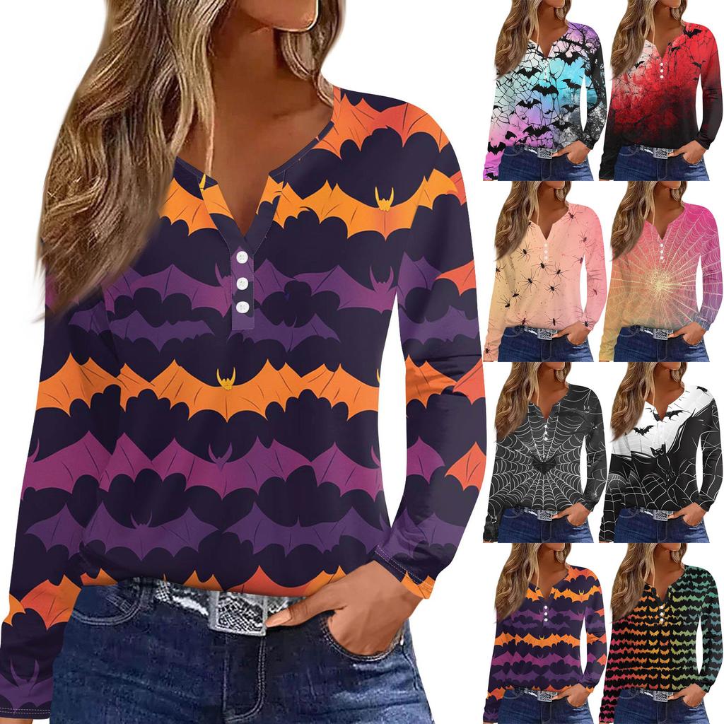 Women's T Shirt Tee Button Long Sleeve Daily Weekend Fashion Basic V- Neck Regular Top