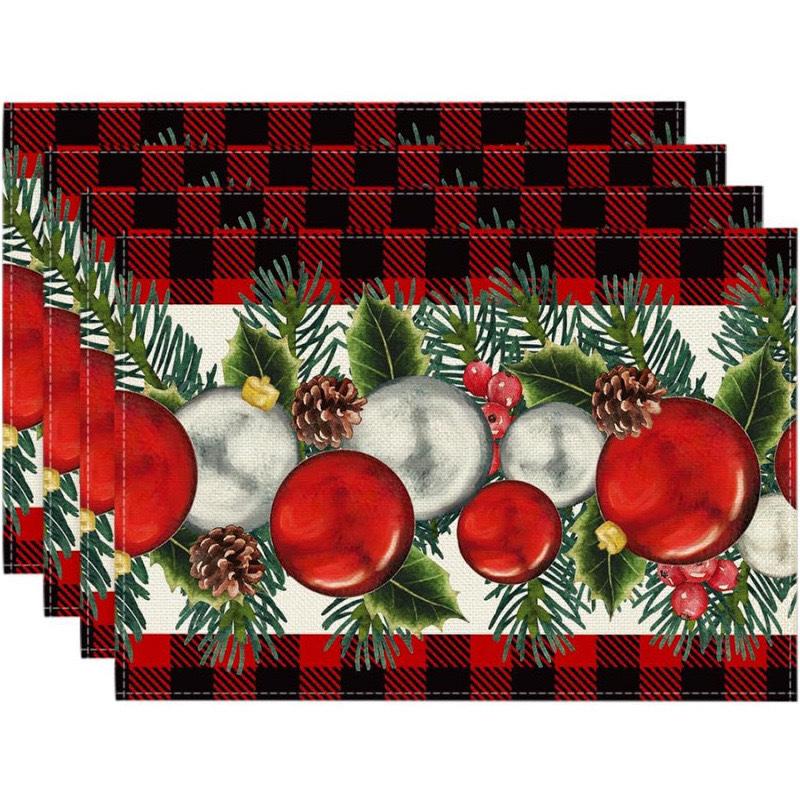 Cross-Border Bestseller Christmas Linen Placemat - Festive Letters & Colors for Restaurant Decoration
