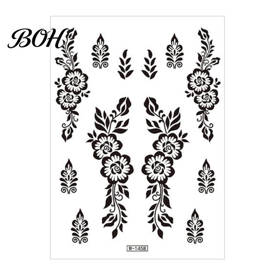 Event Makeup Tattoos Temporary Stickers, Fake Body Arm Chest Shoulder with Black Lace Flower Waterproof Pattern, Non-Irritating Art Sticker