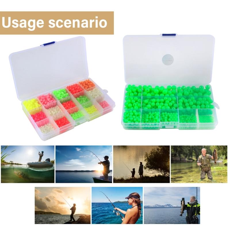 Hard Glow Eggs Beads Fishing Tackle Oval Round Shaped Fishing Beads for Baits Rig Punch Baits Rigging Beads