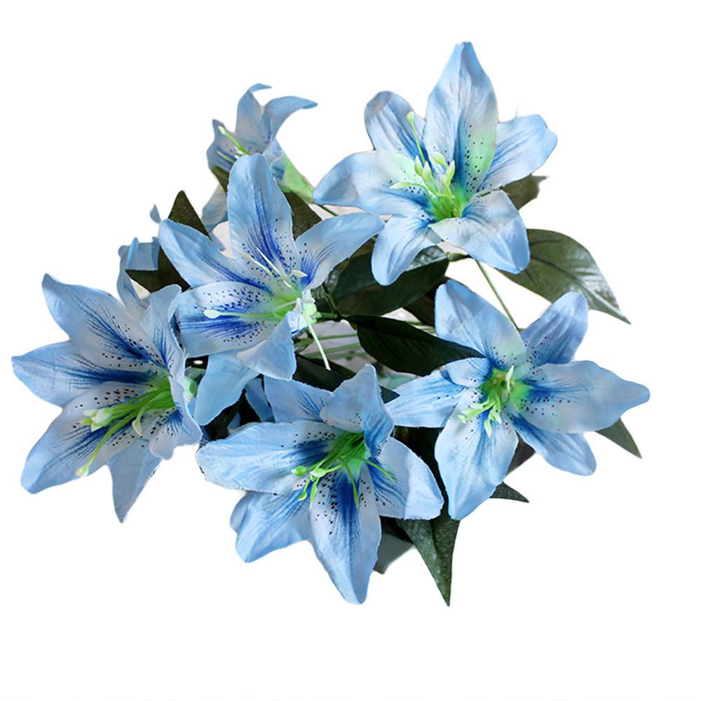 10 Heads Artificial Fake Silk Lilies Flower Bridal Bouquet Wedding Party Decor