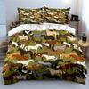 Colorful Horse Pattern Set Suitable For Equestrian-Themed Designs. Exquisite Three-Piece Bedding Set Gift For Kids Adults
