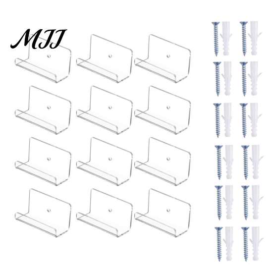 Sturdy Stands for Lightweight Items Floating Mini Shelves Collectibles, Clear Acrylic Wall Mounted Tiered Display Desk Stands, Invisible Minimalist