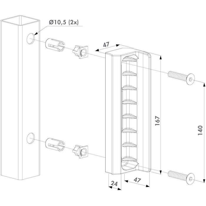 Locinox noir smklqf2 gâche en polyamide pour portillon de jardin