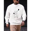 Men'S Casual Round-Neck Sweatshirt With Golf Cat Pattern.