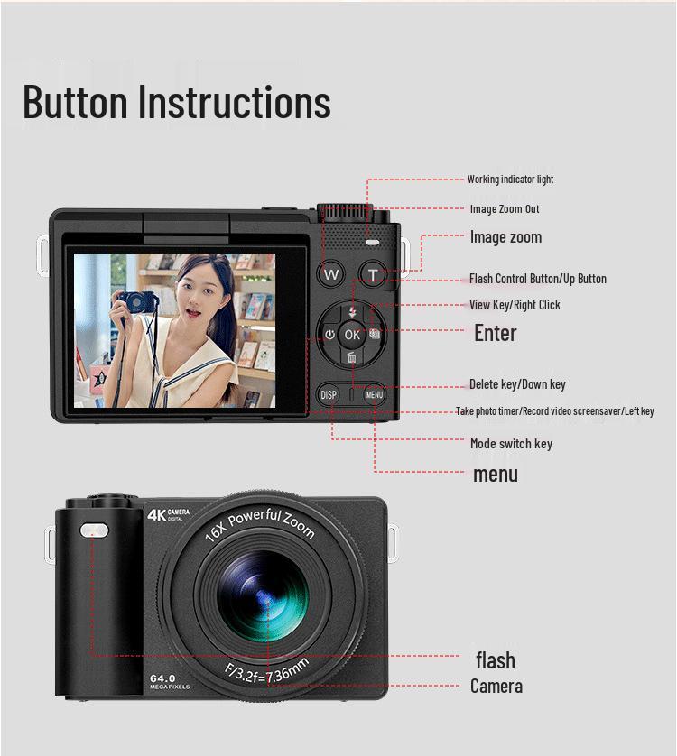 High-Definition Mirrorless Digital Camera for Outdoor and Home Use, Ideal for Students and Events