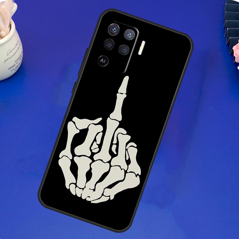 Skeleton Middle Finger Case For OPPO A17 A57 A77 A78 A15 A16 A52 A72 A76 A96 A74 A94 A5 A9 A31 A93 A54S A53S A57S