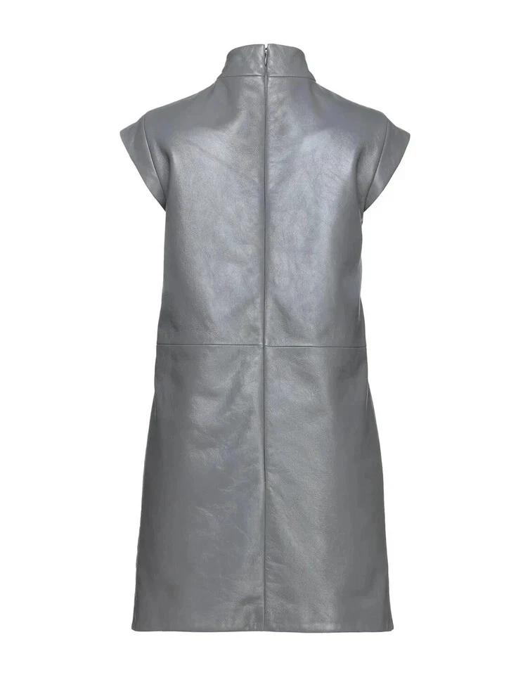 New Women Gray Dress Genuine Lambskin Casual Formal Handmade Leather Stylish Fit